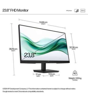 HP 324pv Series 3 Pro FHD Monitor - 24" 1920x1080 FHD 250-nit 100Hz AG, VA, HDMI/VGA, tilt, 3 years (replaces P24v)