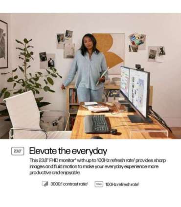 HP 324pv Series 3 Pro FHD Monitor - 24" 1920x1080 FHD 250-nit 100Hz AG, VA, HDMI/VGA, tilt, 3 years (replaces P24v)