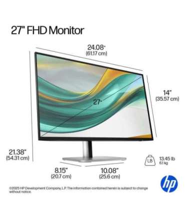 HP 527pf Series 5 Pro FHD Monitor - 27" 1920x1080 FHD 350-nit 120Hz AG, IPS, HDMI/DisplayPort, 4x USB-A, height adjustable/ti