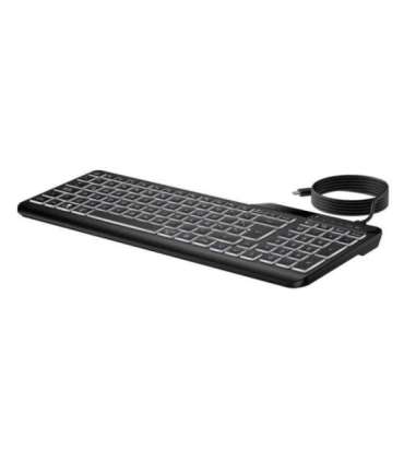 HP 405 Backlit USB-C Wired 24/7 Keyboard, Spill Resistant, Sanitizable, Programmable, Adjustable Tilt and LED brightness - Bl