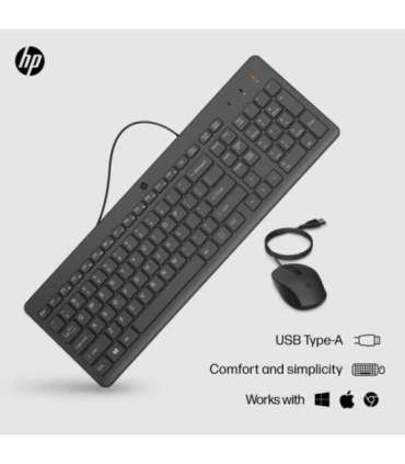 HP 150 USB Wired Mouse Keyboard Combo - Black - US ENG