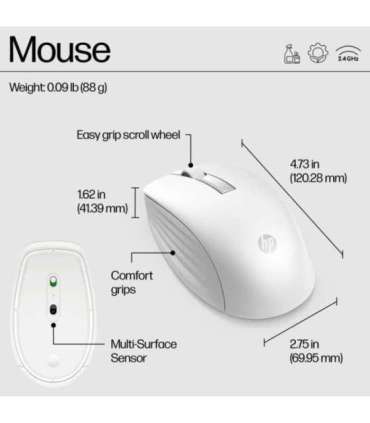 HP 655 Wireless Mouse Keyboard Combo, spill resistant - White – Nordic