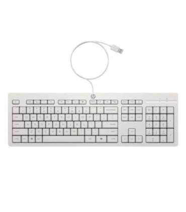 HP 225 G2 USB Wired Mouse Keyboard Combo, Copilot Key - Cashmere White - ESTONIAN