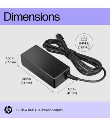 HP 45W USB-C Brick AC LC Power Adapter Notebook Charger / fits ProBook 430 440 450 G6 G7 G8 G9, EliteBook 830 840 850 G6 G7 G