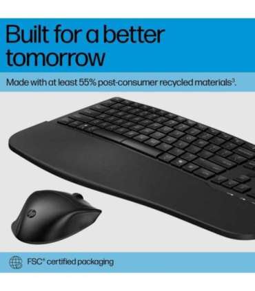 HP 685 Comfort Dual-Mode Keyboard and Mouse Combo, spill resistant - Black - US ENG