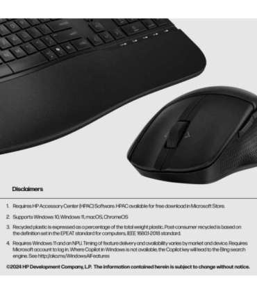 HP 685 Comfort Dual-Mode Keyboard and Mouse Combo, spill resistant - Black - US ENG