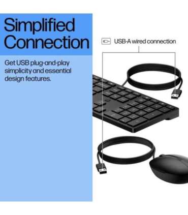 HP 320MK USB Wired Mouse Keyboard Combo, spill resistant – Black - US ENG