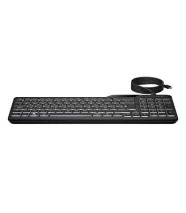 HP 405 Backlit USB-C Wired 24/7 Keyboard, Spill Resistant, Sanitizable, Programmable, Adjustable Tilt and LED brightness - Bl