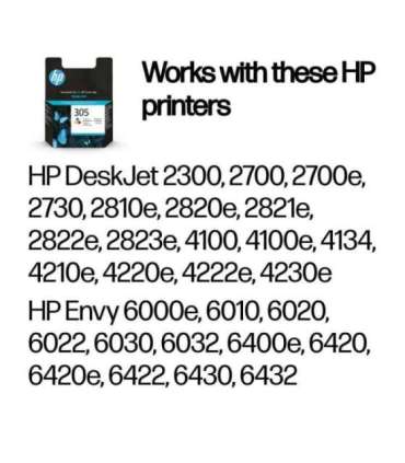 HP 305 Tri-Color Ink Cartridges, 100 pages, for HP DeskJet 2300, 2710, 2720, Plus 4100