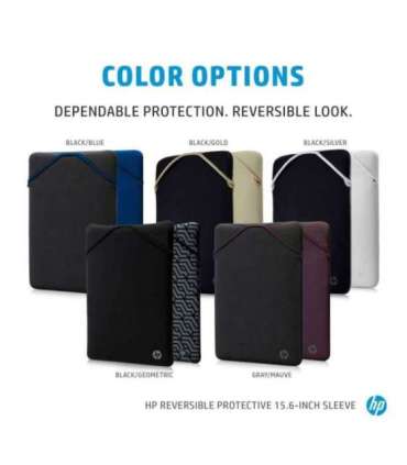 HP 15.6 Reversible Sleeve, Sanitizable - Black, Blue