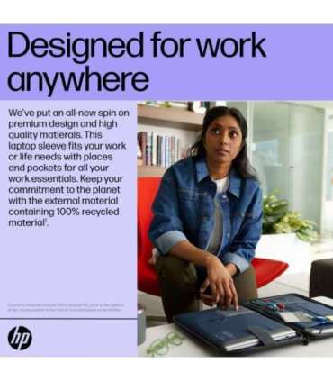 HP Executive 14 Laptop Sleeve, Water Resistant, Bluetooth tracker Pocket - Black, Grey