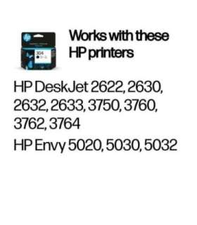 HP 304 Black Ink Cartridge, 120 pages, for HP DeskJet 2620,2630,2632,2633,3720,3730,3732,3735