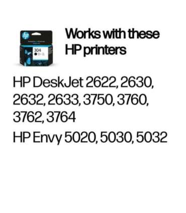 HP 304 Black Ink Cartridge, 120 pages, for HP DeskJet 2620,2630,2632,2633,3720,3730,3732,3735