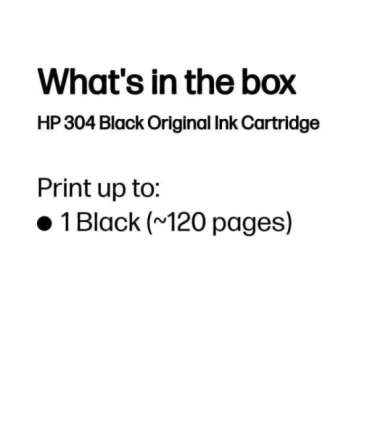 HP 304 Black Ink Cartridge, 120 pages, for HP DeskJet 2620,2630,2632,2633,3720,3730,3732,3735