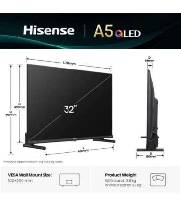 TV Set|HISENSE|32 "|Full HD|1920 x 1080 pixels|Flat|16:9|QLED|32A5Q