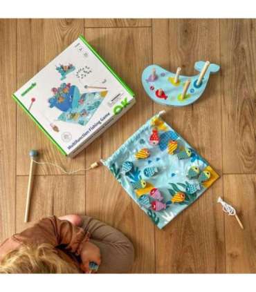 TOOKY TOY Puidust mäng Vaal ja kalad Multifunktsionaalne 4-ühes