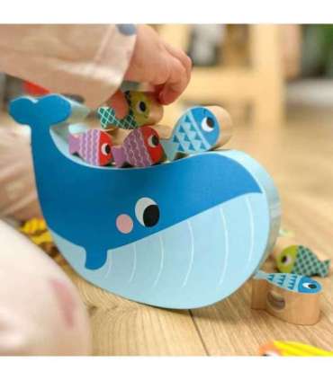 TOOKY TOY Puidust mäng Vaal ja kalad Multifunktsionaalne 4-ühes