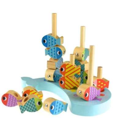 TOOKY TOY Puidust mäng Vaal ja kalad Multifunktsionaalne 4-ühes