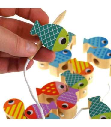 TOOKY TOY Puidust mäng Vaal ja kalad Multifunktsionaalne 4-ühes