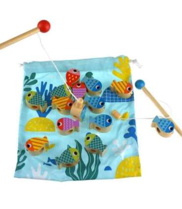 TOOKY TOY Puidust mäng Vaal ja kalad Multifunktsionaalne 4-ühes