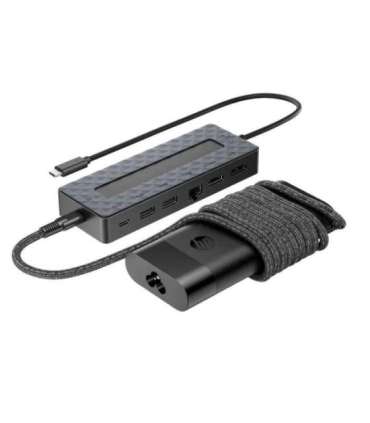 HP Universal USB-C Multiport Hub with 65W Power Adapter Notebook Charger - 2x USB-A, 2x USB-C(65W/Data), DisplayPort/HDMI, RJ