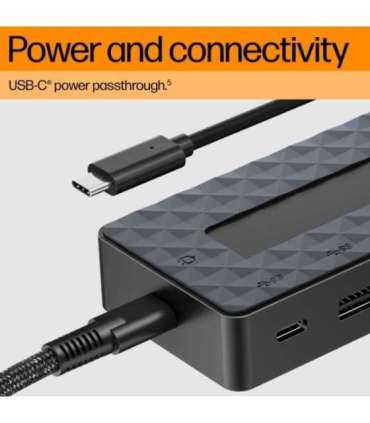 HP Universal USB-C Multiport Hub with 65W Power Adapter Notebook Charger - 2x USB-A, 2x USB-C(65W/Data), DisplayPort/HDMI, RJ