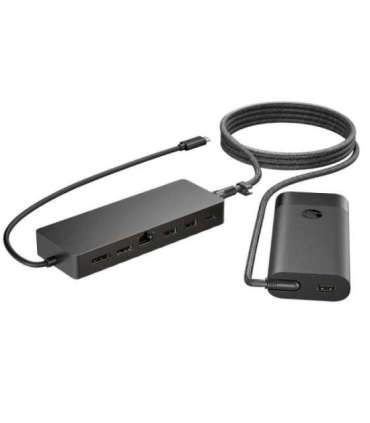 HP Universal USB-C Multiport Hub with 65W Power Adapter Notebook Charger - 2x USB-A, 2x USB-C(65W/Data), DisplayPort/HDMI, RJ