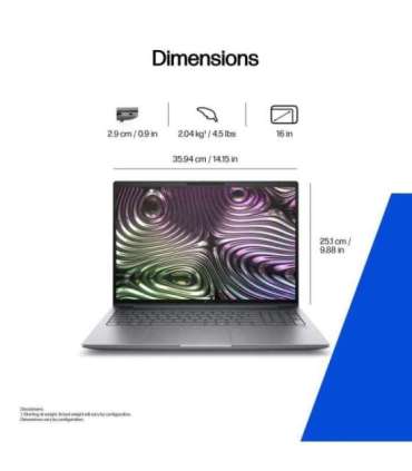 HP ZBook X G1i Mobile Workstation 16 - Ultra 7-255H, 32GB, 1TB SSD, RTX PRO 2000 Blackwell 8GB, 16 WUXGA 400-nit AG, 5MP IR c