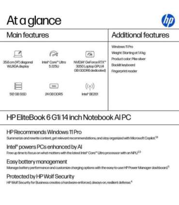 HP EliteBook 6 G1i 14 - Ultra 5 225U, 24GB, 512GB SSD, 14 WUXGA Privacy AG, WWAN-ready, 5MP IR cam, Smartcard, FPR, US backli