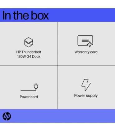 HP TB Dock G4 120W - 4x USB 3.0, 2x USB-C(15W), 1x USB-C Thunderbolt 4, 2x DisplayPort, 1x HDMI, 1x RJ-45