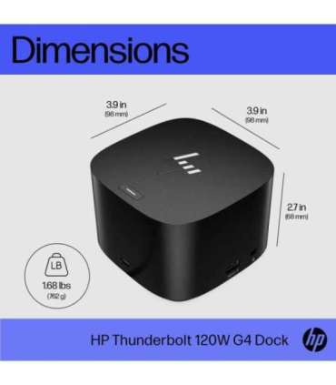 HP TB Dock G4 120W - 4x USB 3.0, 2x USB-C(15W), 1x USB-C Thunderbolt 4, 2x DisplayPort, 1x HDMI, 1x RJ-45