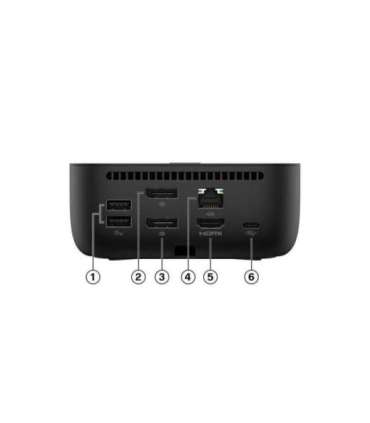 HP USB-C Dock G6 100W - 3x USB 3.2, 2x USB-C(15W), 2x DisplayPort 1.4, 1x HDMI 2.1, 1x RJ-45, 1x nano lock slot, 3 years