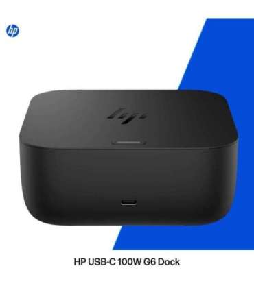 HP USB-C Dock G6 100W - 3x USB 3.2, 2x USB-C(15W), 2x DisplayPort 1.4, 1x HDMI 2.1, 1x RJ-45, 1x nano lock slot, 3 years