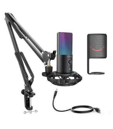 FIFINE T669 PRO3 Wired Microphone with RGB Lighting and Stand | USB