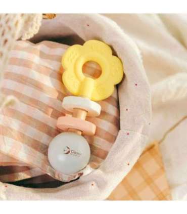 CLASSIC WORLD Puidust pastellne kõristi ja närimismänguasi 2-ühes lilleke 0+