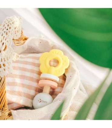 CLASSIC WORLD Puidust pastellne kõristi ja närimismänguasi 2-ühes lilleke 0+