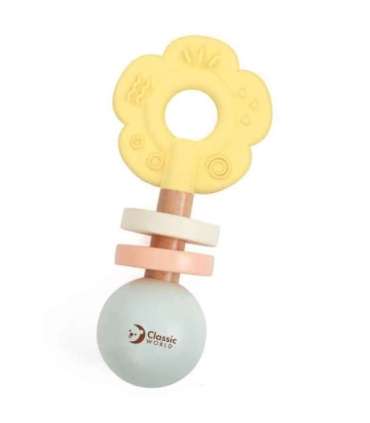 CLASSIC WORLD Puidust pastellne kõristi ja närimismänguasi 2-ühes lilleke 0+