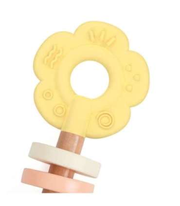 CLASSIC WORLD Puidust pastellne kõristi ja närimismänguasi 2-ühes lilleke 0+