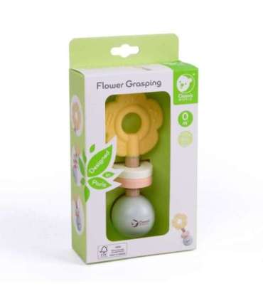 CLASSIC WORLD Puidust pastellne kõristi ja närimismänguasi 2-ühes lilleke 0+