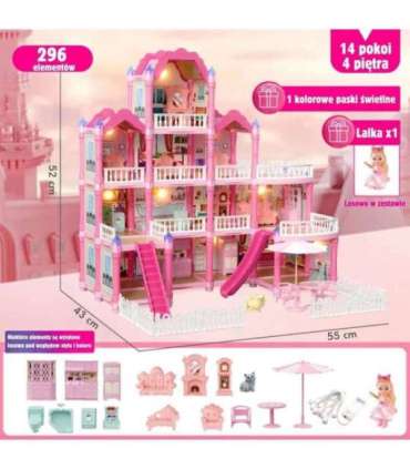 WOOPIE Домик для кукол «Вилла» с аксессуарами и куклой, 296 деталей.