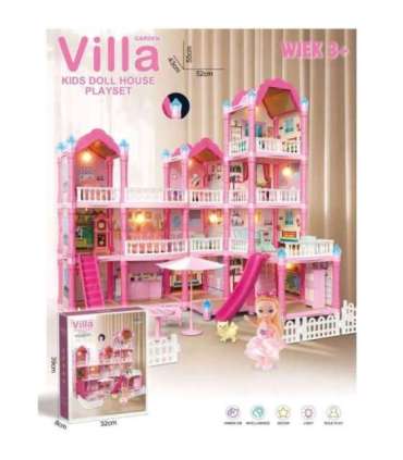 WOOPIE Домик для кукол «Вилла» с аксессуарами и куклой, 296 деталей.