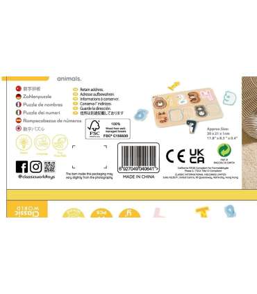 CLASSIC WORLD деревянные числовые пазлы — цифры Монтессори, 11 шт.