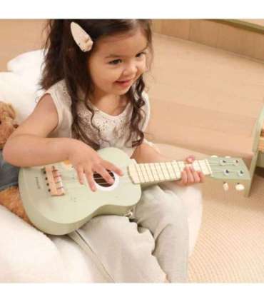 Viga puidust ukulele-kitarr lastele, roheline, nootidega