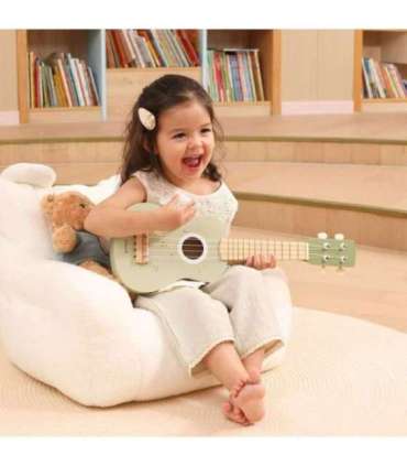 Viga puidust ukulele-kitarr lastele, roheline, nootidega