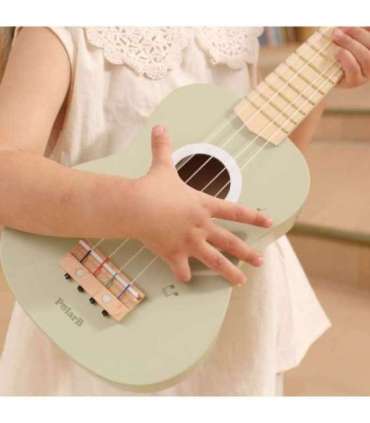 Viga puidust ukulele-kitarr lastele, roheline, nootidega