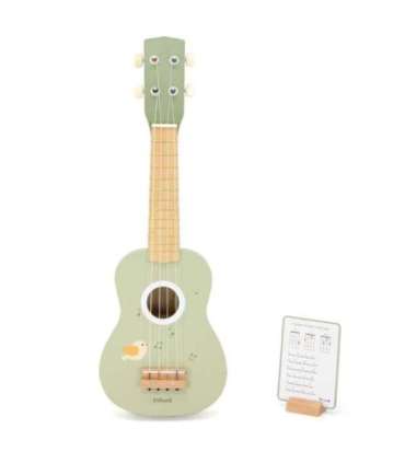 Viga puidust ukulele-kitarr lastele, roheline, nootidega