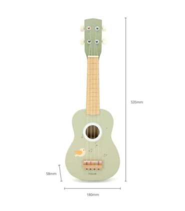 Viga puidust ukulele-kitarr lastele, roheline, nootidega