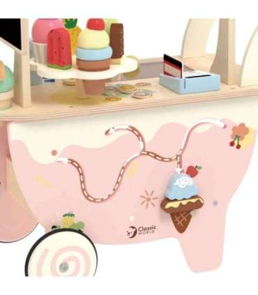 CLASSIC WORLD puidust 3-ühes jäätisekäru, 40 osa