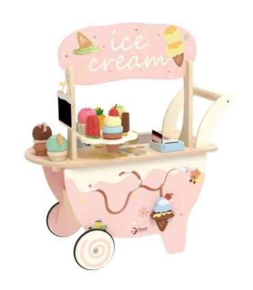 CLASSIC WORLD puidust 3-ühes jäätisekäru, 40 osa