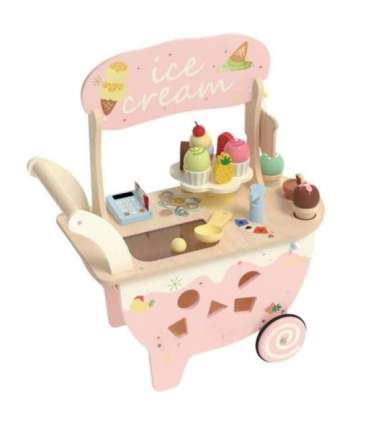 CLASSIC WORLD puidust 3-ühes jäätisekäru, 40 osa